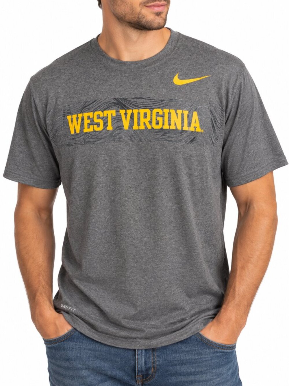 NIKE WEST VIRGINIA MEN'S SHORT SLEEVE SHIRT SMALL 925895 071